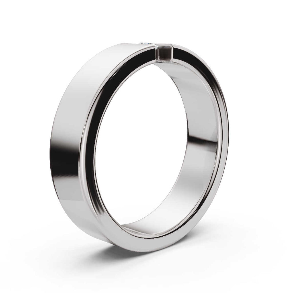 4.2mm Flat-Profile Tension-Set Diamond Solitaire Band in Solid Platinum Ring