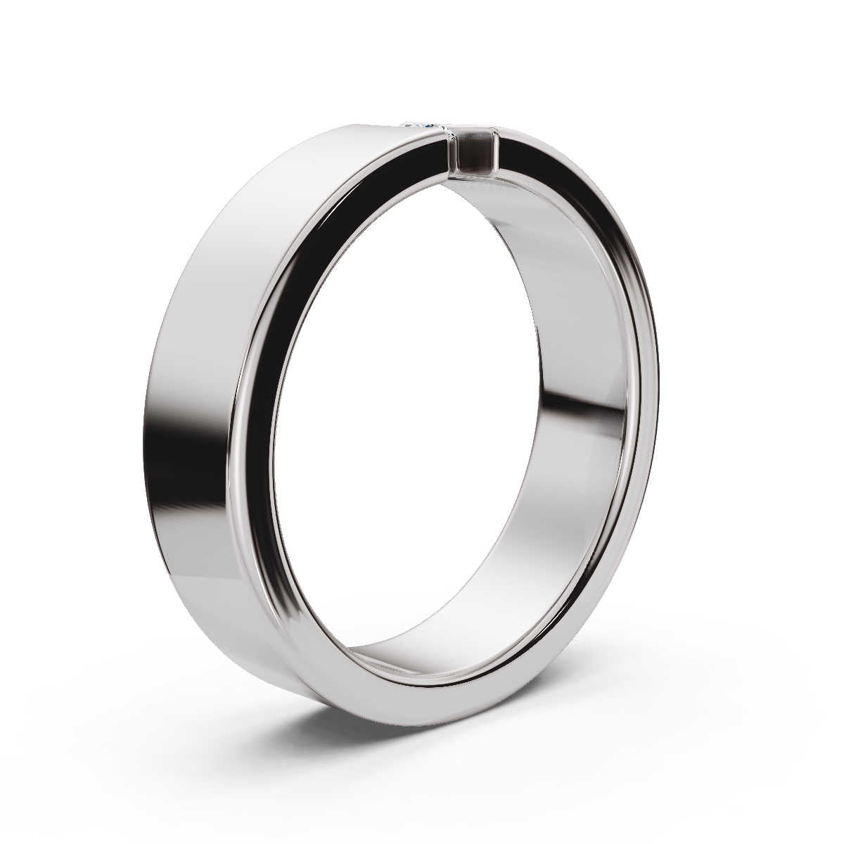 4.2mm Flat-Profile Tension-Set Diamond Solitaire Band in 14K White Gold Ring