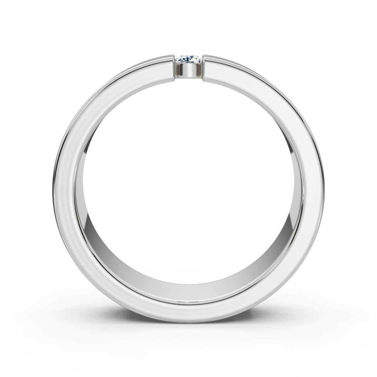4.2mm Flat-Profile Tension-Set Diamond Solitaire Band in 14K White Gold Ring