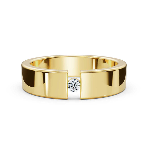 4.2mm Flat-Profile Tension-Set Diamond Solitaire Band in 18K Yellow Gold Ring