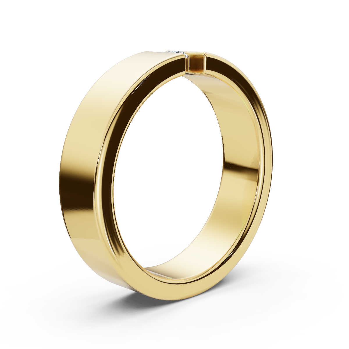 4.2mm Flat-Profile Tension-Set Diamond Solitaire Band in 18K Yellow Gold Ring