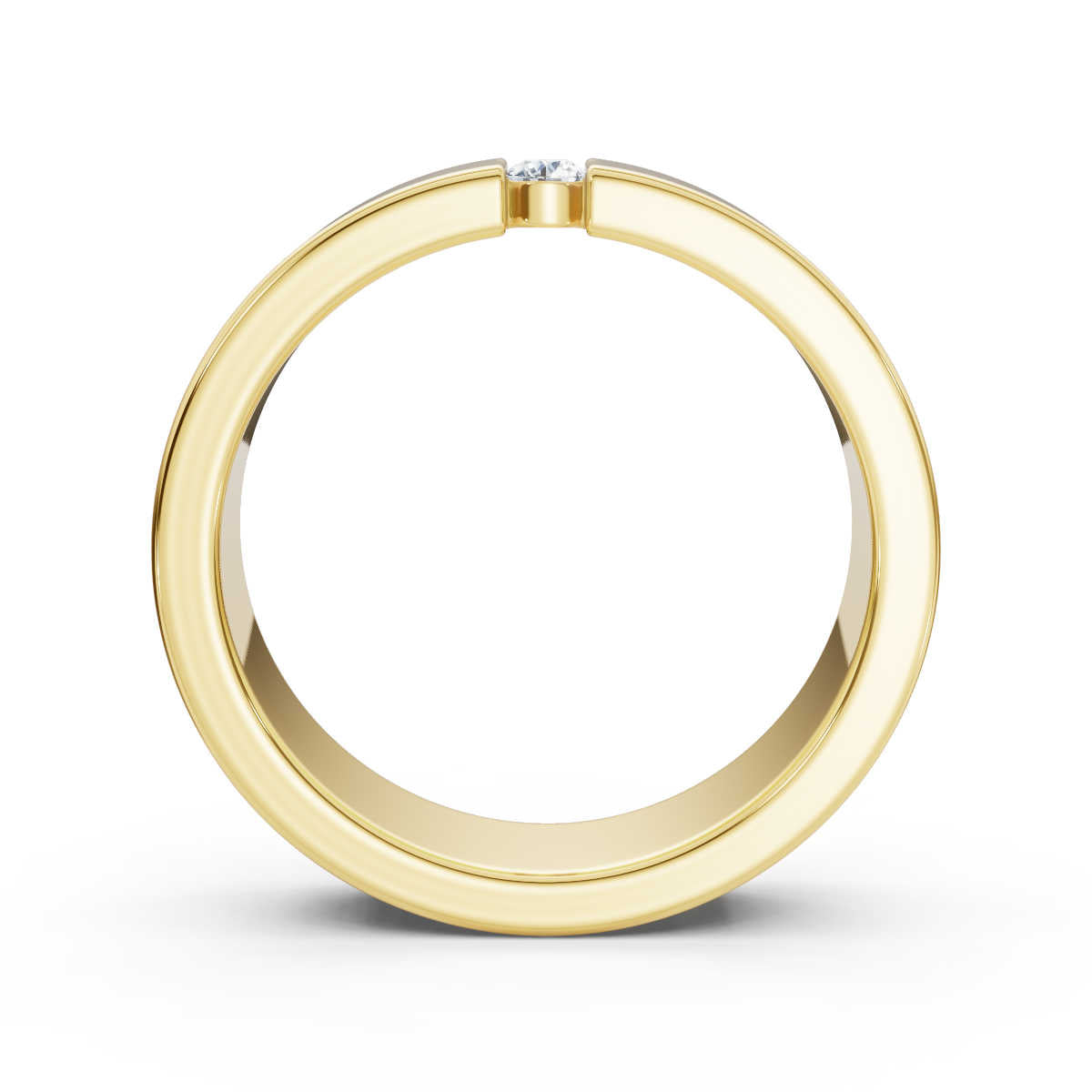 4.2mm Flat-Profile Tension-Set Diamond Solitaire Band in 18K Yellow Gold Ring
