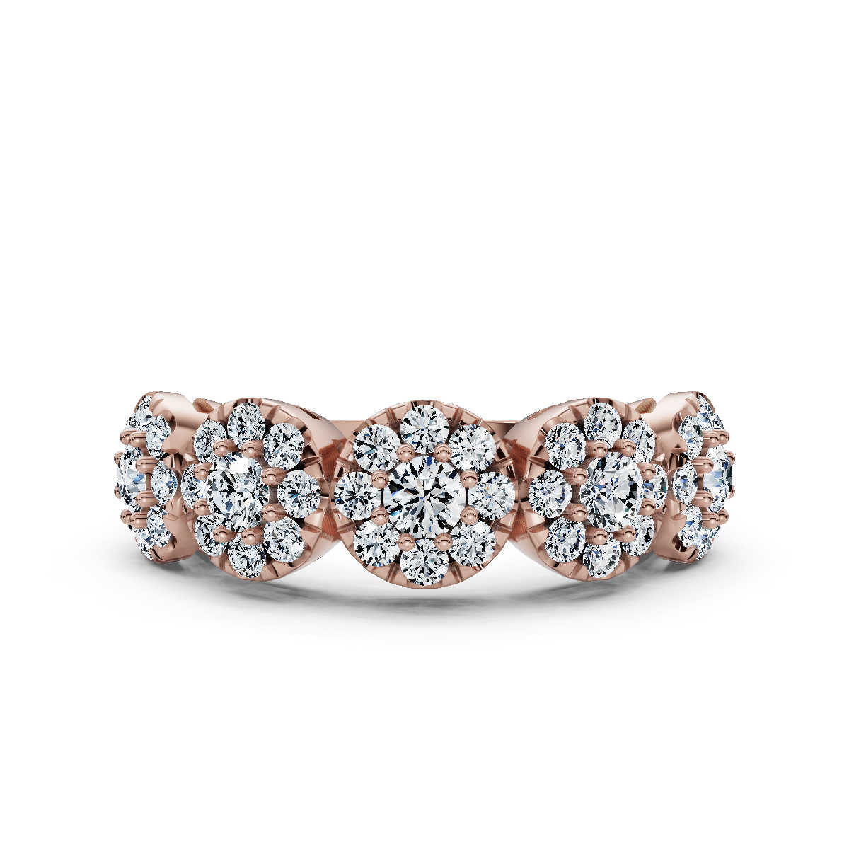 The Stella Band: 0.98 CTW Round Brilliant Lab-Grown Diamond Five-Cluster Ring in 14K-18K Rose Gold Ring