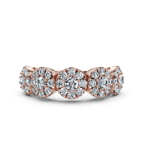 14K Rose Gold 0.98 CTW Round Brilliant Lab-Grown Diamond 5-Cluster Anniversary Band Ring