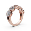 14K Rose Gold 0.98 CTW Round Brilliant Lab-Grown Diamond 5-Cluster Anniversary Band Ring