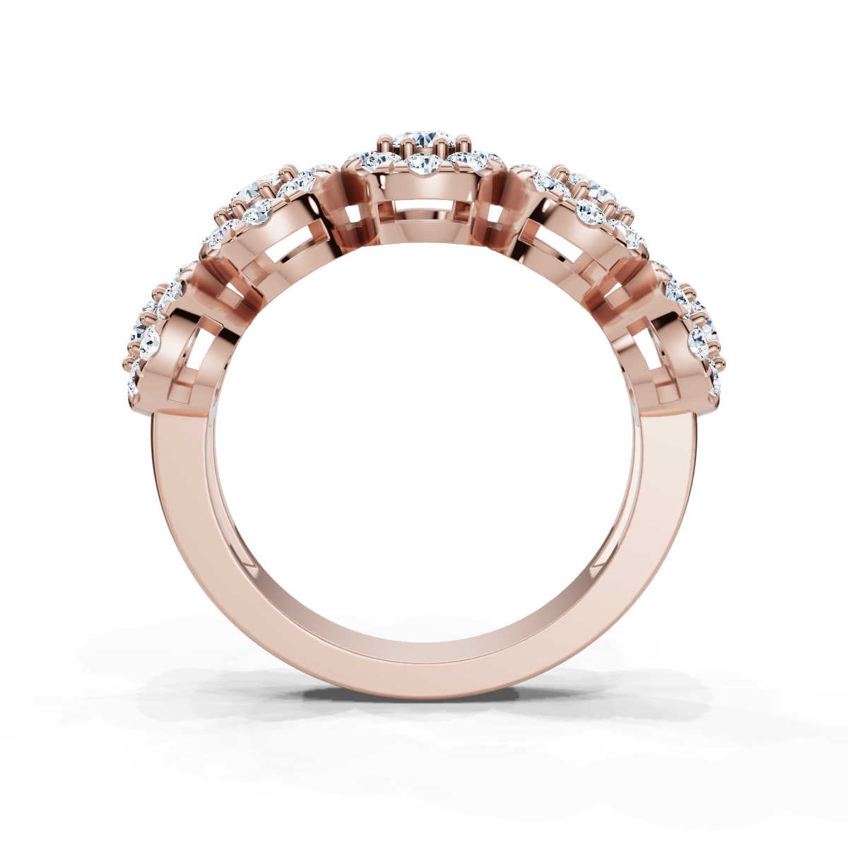 The Stella Band: 0.98 CTW Round Brilliant Lab-Grown Diamond Five-Cluster Ring in 14K-18K Rose Gold Ring
