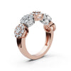 14K Rose & White Gold 0.98 CTW Round Brilliant Lab-Grown Diamond 5-Cluster Anniversary Band Ring