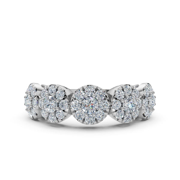 14K White Gold 0.98 CTW Round Brilliant Lab-Grown Diamond 5-Cluster Anniversary Band Ring