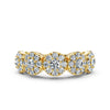 14K Yellow Gold 0.98 CTW Round Brilliant Lab-Grown Diamond 5-Cluster Anniversary Band Ring