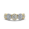 14K Yellow & White Gold 0.98 CTW Round Brilliant Lab-Grown Diamond 5-Cluster Anniversary Band Ring