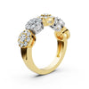 14K Yellow & White Gold 0.98 CTW Round Brilliant Lab-Grown Diamond 5-Cluster Anniversary Band Ring