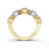 14K Yellow & White Gold 0.98 CTW Round Brilliant Lab-Grown Diamond 5-Cluster Anniversary Band Ring