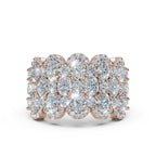 2.84 CTW Multi-Row Oval and Round Diamond Mosaic Statement Band in 14K Rose Gold