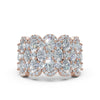 2.84 CTW Multi-Row Oval and Round Diamond Mosaic Statement Band in 14K Rose Gold Ring
