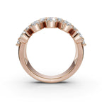 2.84 CTW Multi-Row Oval and Round Diamond Mosaic Statement Band in 14K Rose Gold