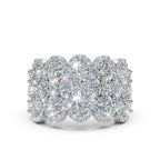 2.84 CTW Multi-Row Oval and Round Diamond Mosaic Statement Band in Platinum Ring