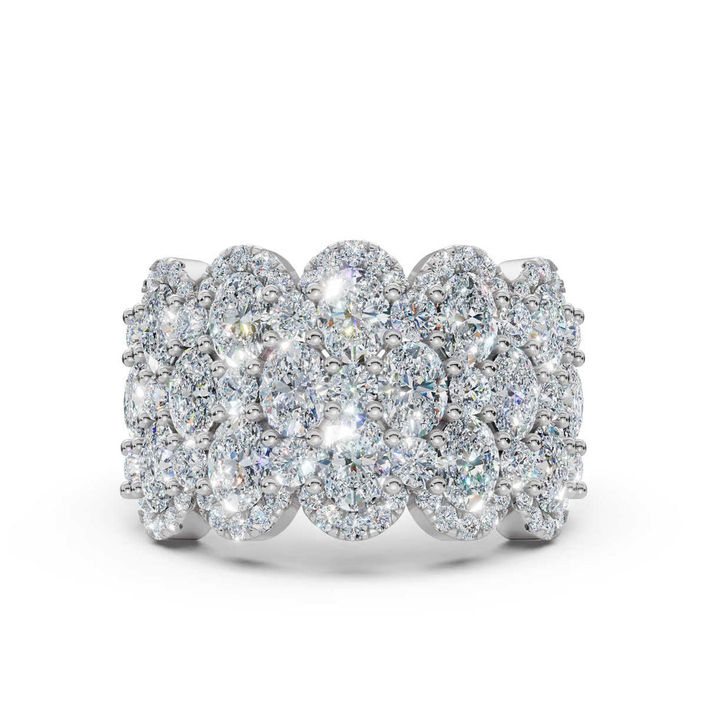 2.84 CTW Multi-Row Oval and Round Diamond Mosaic Statement Band in Platinum Ring