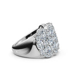 2.84 CTW Multi-Row Oval and Round Diamond Mosaic Statement Band in Platinum Ring