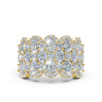 2.84 CTW Multi-Row Oval and Round Diamond Mosaic Statement Band in 18K Yellow Gold Ring