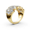 2.84 CTW Multi-Row Oval and Round Diamond Mosaic Statement Band in 18K Yellow Gold Ring