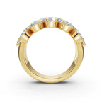 2.84 CTW Multi-Row Oval and Round Diamond Mosaic Statement Band in 18K Yellow Gold Ring