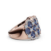 2.84 CTW Multi-Row  Fancy Blue Diamond Mosaic Statement Band in 18K Rose Gold Ring