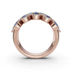 2.84 CTW Multi-Row Fancy Blue Diamond Mosaic Statement Band in 14K Rose Gold Ring