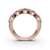 2.84 CTW Multi-Row  Fancy Blue Diamond Mosaic Statement Band in 18K Rose Gold Ring
