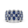 2.84 CTW Multi-Row Fancy Blue  Diamond Mosaic Statement Band in Platinum Ring