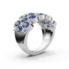 2.84 CTW Multi-Row Fancy Blue  Diamond Mosaic Statement Band in Platinum Ring