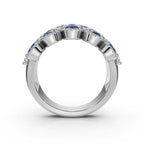 2.84 CTW Multi-Row Fancy Blue  Diamond Mosaic Statement Band in Platinum Ring