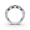 2.84 CTW Multi-Row Fancy Blue  Diamond Mosaic Statement Band in Platinum Ring