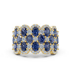 2.84 CTW Multi-Row Oval and Round Diamond Mosaic Statement Band in 14K Yellow Gold Ring