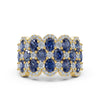 2.84 CTW Multi-Row Fancy Blue Diamond Mosaic Statement Band in 18K Yellow Gold Ring