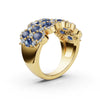 2.84 CTW Multi-Row Fancy Blue Diamond Mosaic Statement Band in 18K Yellow Gold Ring