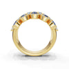 2.84 CTW Multi-Row Fancy Blue Diamond Mosaic Statement Band in 18K Yellow Gold Ring