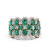 2.84 CTW Fancy Vivid Green and White Diamond Mosaic Cocktail Band in 14K Rose Gold Ring