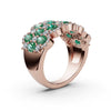 2.84 CTW Fancy Vivid Green and White Diamond Mosaic Cocktail Band in 14K Rose Gold Ring