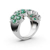 2.84 CTW Fancy Vivid Green and White Diamond Mosaic Cocktail Band in 14K White Gold Ring