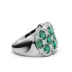 2.84 CTW Fancy Vivid Green and White Diamond Mosaic Cocktail Band in 14K White Gold Ring