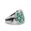 2.84 CTW Fancy Vivid Green and White Diamond Mosaic Cocktail Band in 14K White Gold Ring