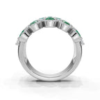 2.84 CTW Fancy Vivid Green and White Diamond Mosaic Cocktail Band in 14K White Gold Ring