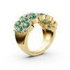 2.84 CTW Fancy Vivid Green and White Diamond Scalloped Lattice Band in 18K Yellow Gold Ring
