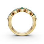 2.84 CTW Fancy Vivid Green and White Diamond Mosaic Cocktail Band in 14K Yellow Gold Ring