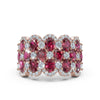 2.84 CTW Fancy Vivid Red and White Diamond Mosaic Cocktail Band in 14K Rose Gold Ring