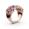 2.84 CTW Fancy Vivid Red and White Diamond Mosaic Cocktail Band in 14K Rose Gold Ring