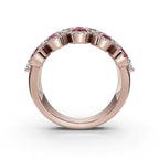 2.84 CTW Fancy Vivid Red and White Diamond Mosaic Cocktail Band in 14K Rose Gold Ring