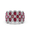 2.84 CTW Fancy Vivid Red and White Diamond Mosaic Cocktail Band in Platinum Ring