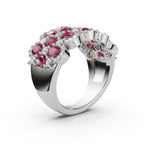 2.84 CTW Fancy Vivid Red and White Diamond Mosaic Cocktail Band in Platinum Ring