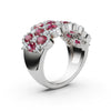 2.84 CTW Fancy Vivid Red and White Diamond Mosaic Cocktail Band in Platinum Ring